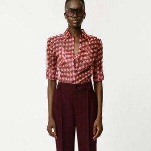 Zara bloggers favorite pattered sheer blouse